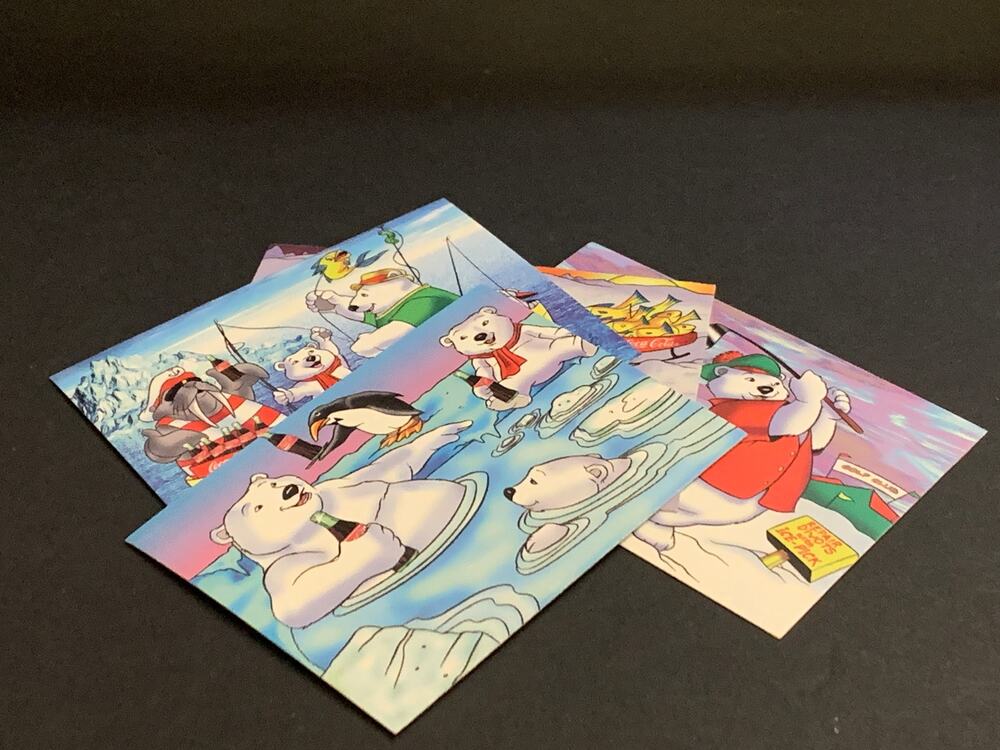 1996 Coca-Cola Holiday Bear Trading Cards Lot of 4